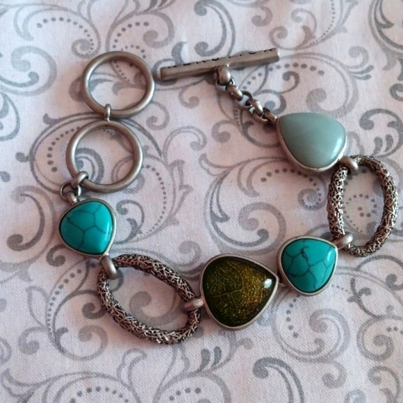 Kenneth Cole Reaction Turquoise Silver Tone Bracelet - Picture 1 of 6